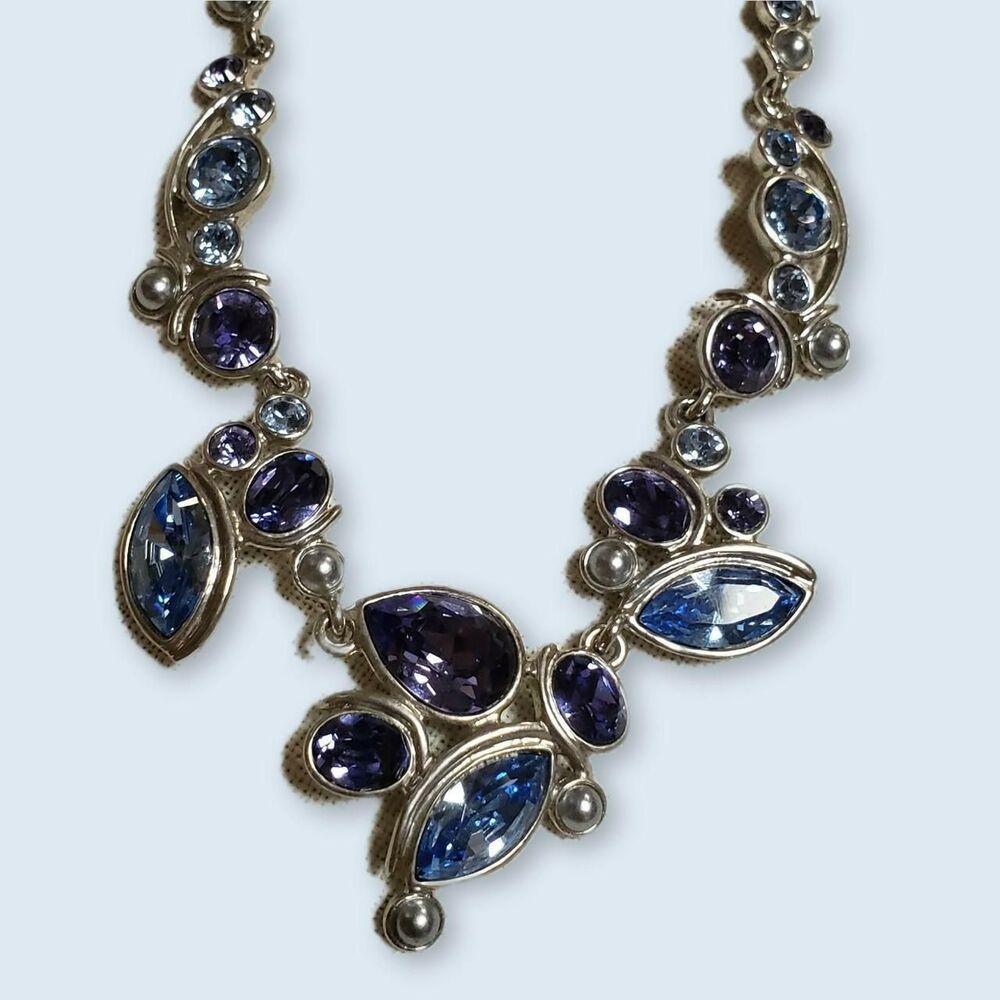 blue purple silver tone statement necklace givenchy